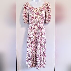 8 Ann Taylor Babydoll Tiered A Line Romantic Floral Prairie Puff Sleeve Cottage